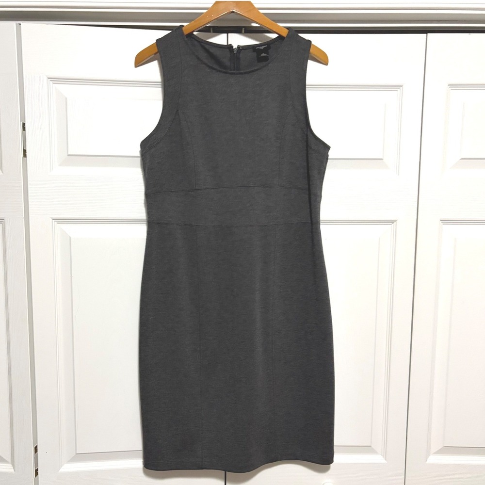 Ann Taylor Outlet Sheath Dress Women 14 Gray Basic Fitted Stretch Business Layer